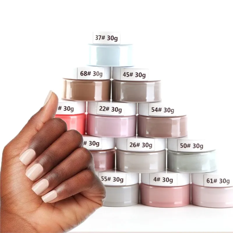 30ml/jar Acrylic Powder Supplies Nail Dipping Powder Glitter Nude Solid