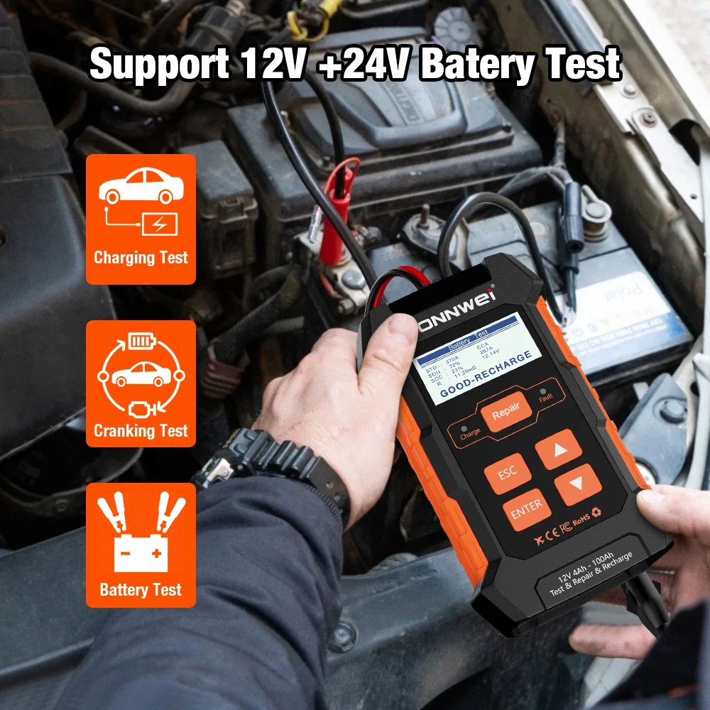 KONNWEI KW520 12V 10A 24V 5A Automatic Car Truck Battery