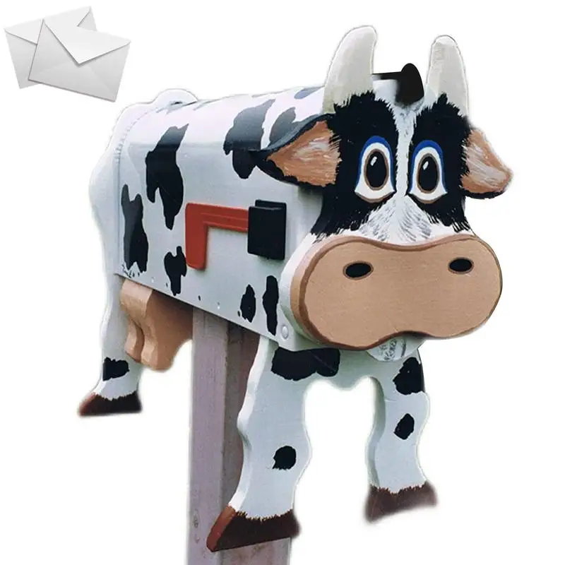 Cow Mailbox Waterproof Handmade Custom Metal Cow Postal Box Farm Animal
