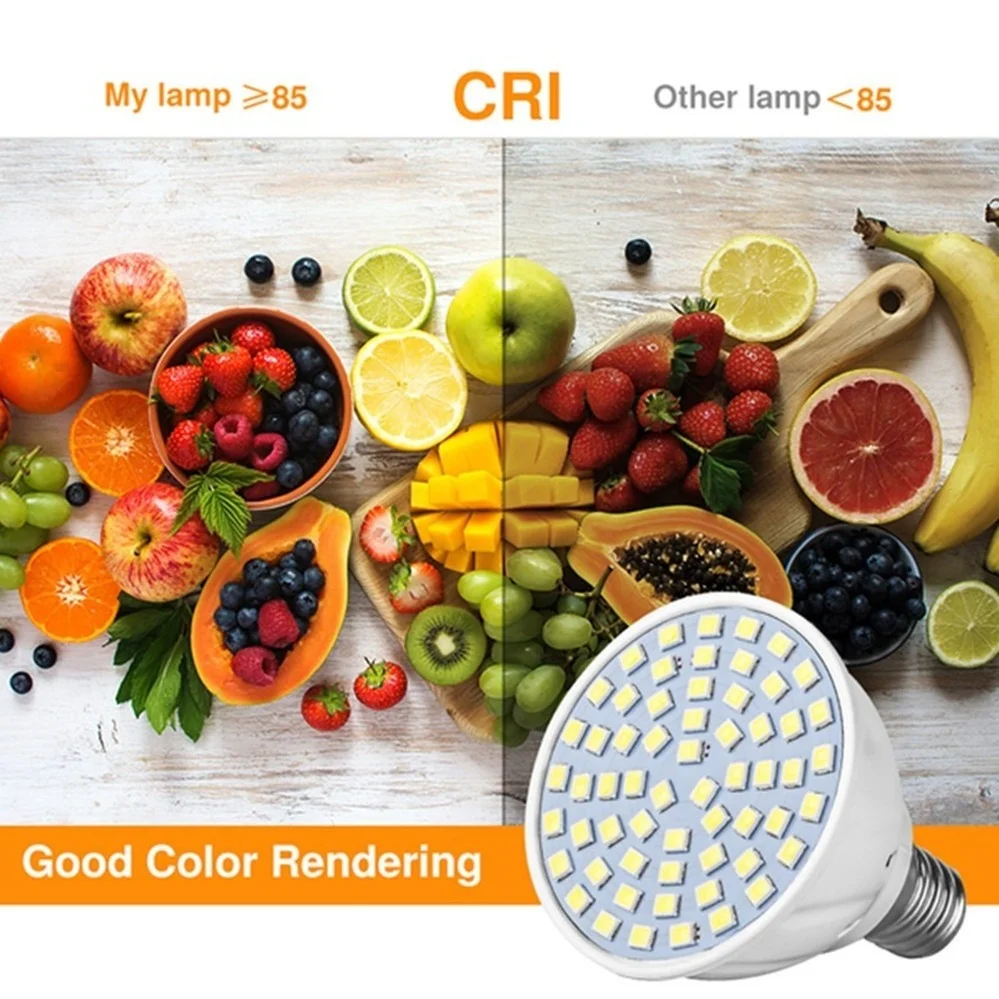 Фото Светодиодная лампа GU10 E27 E14 точечная Лампа 48 60 80LED s лампа 220 В GU 10 Светодиодная лампа MR16 точесветильник светильник B22 5 Вт 7 Вт 9 Вт №2
