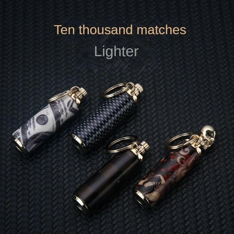 Cigarette Lighter 10000 Match Keychain Lighter Torch Kerosene Lighters Metal Smoking Accessories Portable Free Shipping Men Gift images - 6