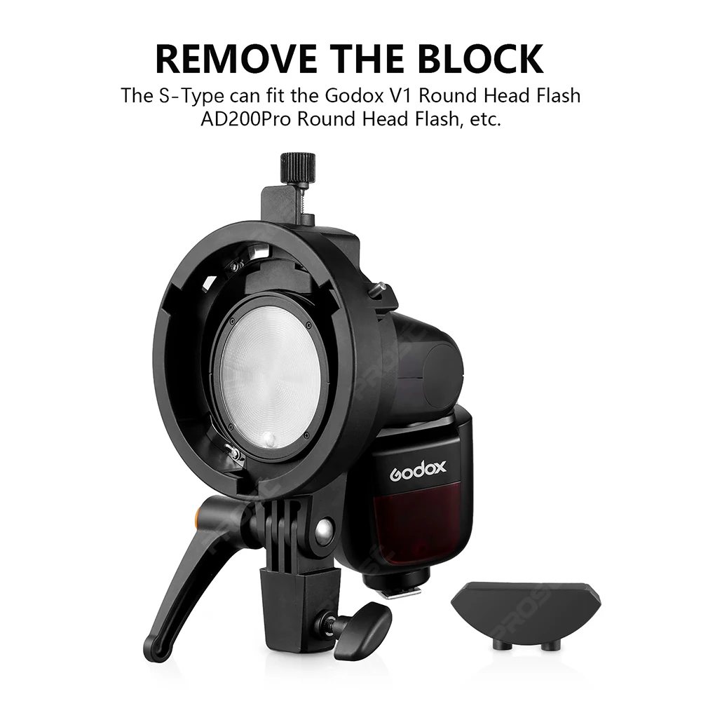 Bowens Mount S-type Holder Portable set-top Flash Bracket for GODOX V1 Pro/V100/V100Pro/V860III/V850III/TT600/AD200Pro Speedlite