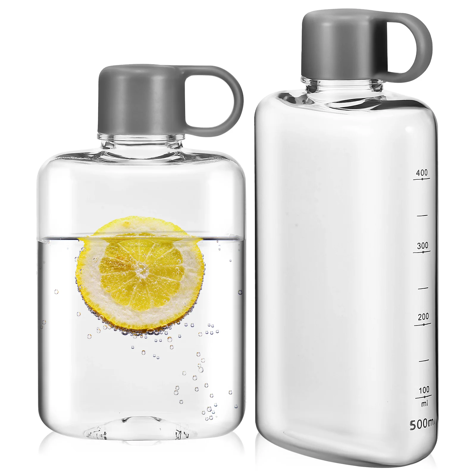 

Slim Flat Water Bottle Portable Travel Mug Handbag Cold Flask Camping Fitness Cycling