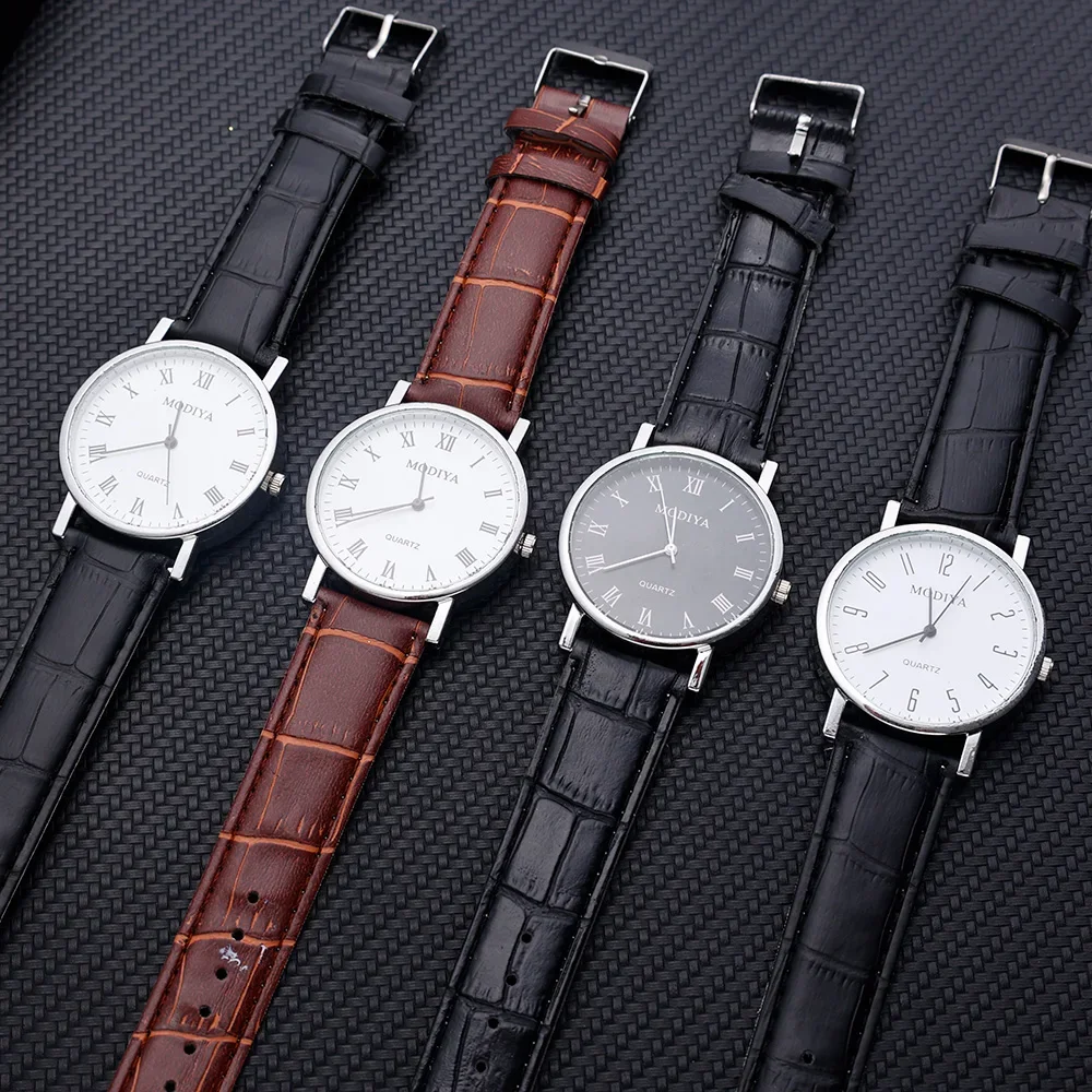 

Business Men's Watch Leather Bracelet Quartz Movement Wristwatches Large Dial for Men's Gift relogios masculino montre homme