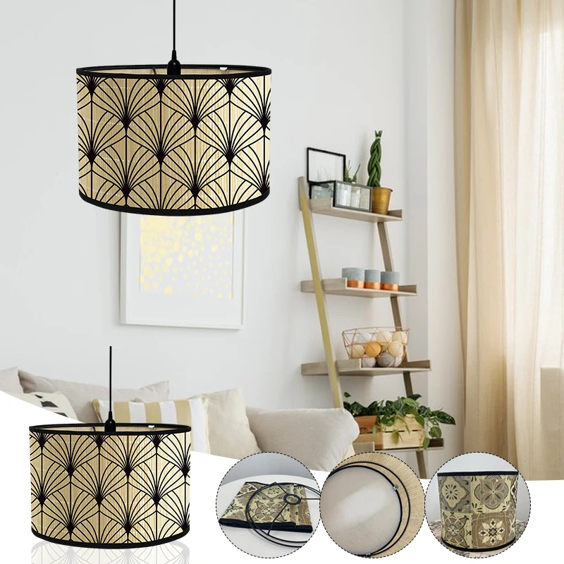 New Japanese Homestay Retro Chandelier Lamp Shade Bar Cafe European Home Living Room Decor Bamboo Lampshade Art Light Cover e27 rattan lampshade screen foot screens for standing protector cover retro decor wicker