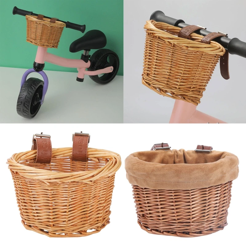 Bicycle Basket for Kids Bike Scooter Baskets with 2 Leather Straps