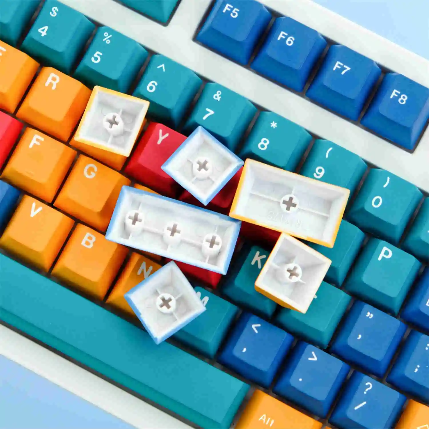 Chaves Conjunto Gmk Cor Painéis Keycaps Pbt Tintura Sublimação Chave Tampões Cherry Perfil Keycap para Keychron q1 q2 k2 Anne Gk64 Poker 129 - Imagem 3