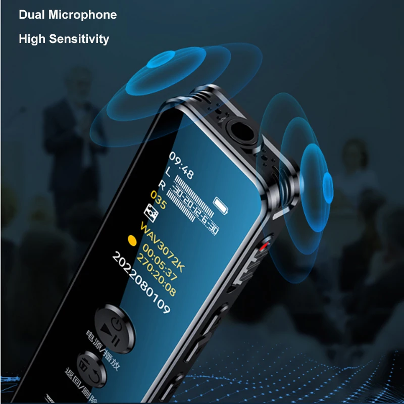 Voice Recorder Vandlion V62 Digital Dictaphone Voice Activated Recorder Long Distance Audio Recording MP3 Player Noise Reduction WAV Record