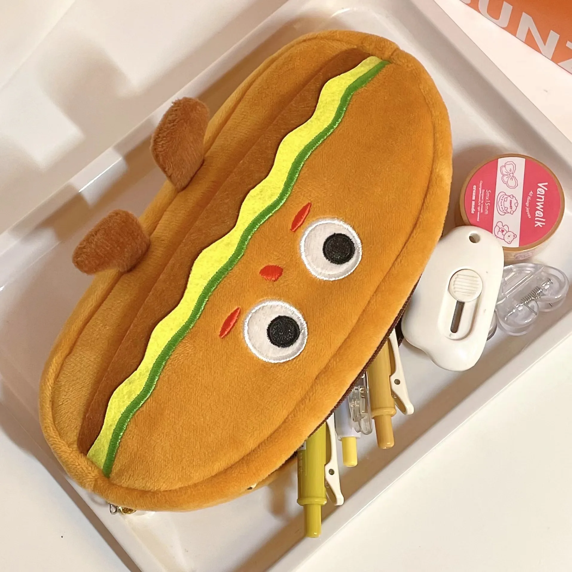 Pencil Cases Funny Bread Plush School Stationery