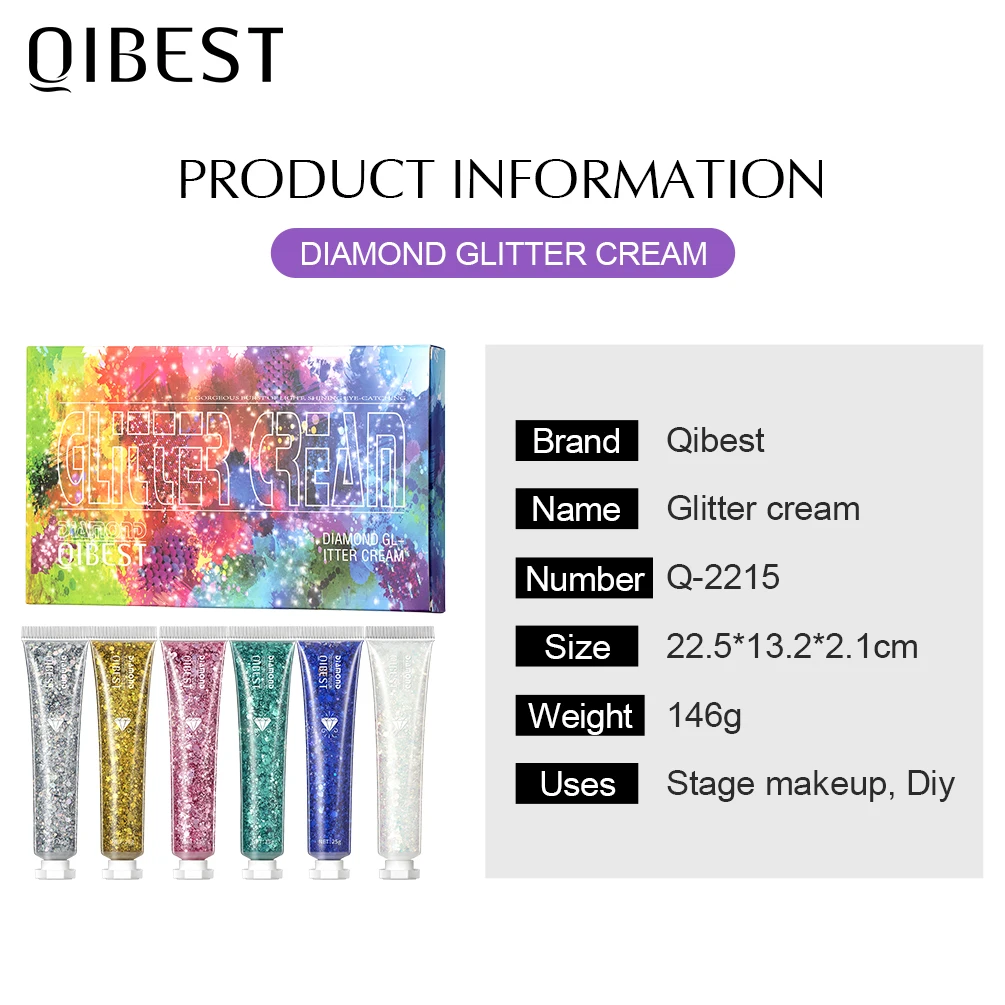 6 Colors Holographic Body Glitter Gel Set Christmas Party Makeup Face Eye Lips Hair Nail Cosmetic Festival Glitter Eyeshadow 6