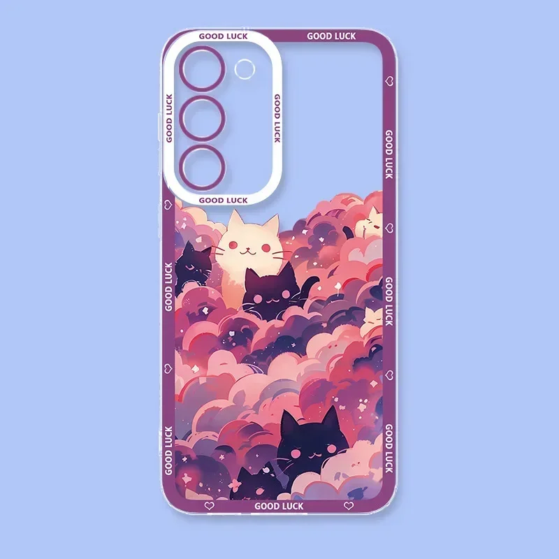 Whimsical Starry Night Black Cat Phone Case - Artistic Clear Cover Design