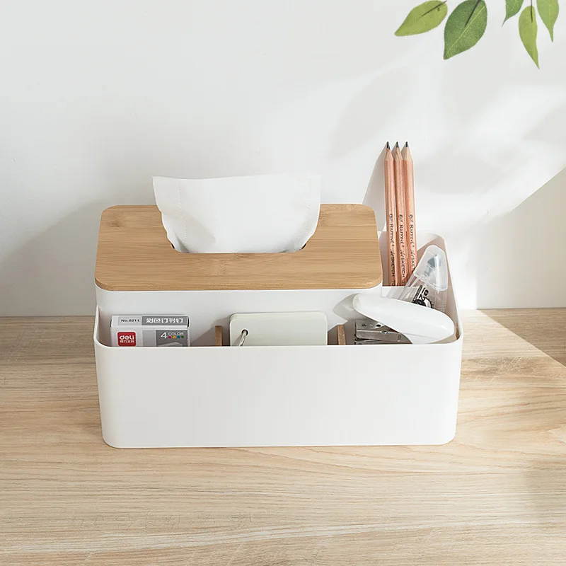 

European-style Multifunctional Wooden Tissue Box Rectangular Solid Wood Tissue Box Desktop Storage Multi-drawer Tray