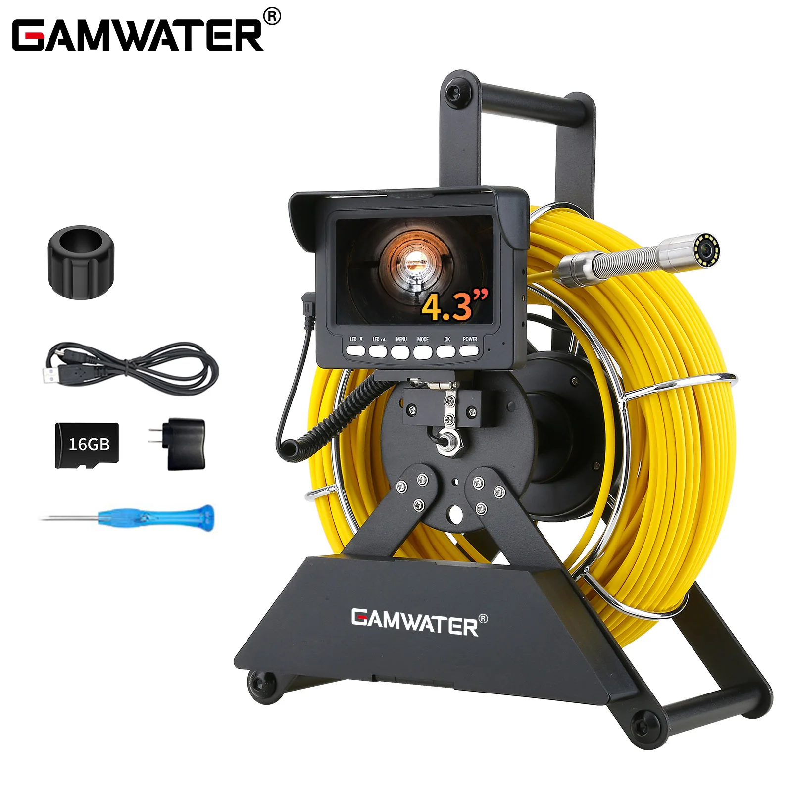 4.3 inch Sewer Pipe Inspection Camera 4500mah with Battery IP68 1000TVL Drain 17MM Sewer Pipeline Industrial Endoscope 1