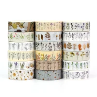 NEW 1PC 10M Decor pressed flowers Neutral leaf flowers Washi Tape Set for Scrapbooking Journaling Masking Tape Cute Stationery 1
