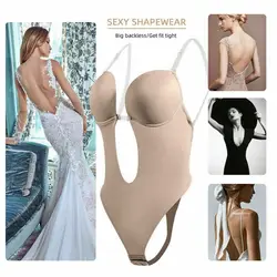 Shapewear Lingerie Body Shaper Thongs Backless Dress Full Body Shaper Invisible Push Up Bra U Plunge Backless Underwear