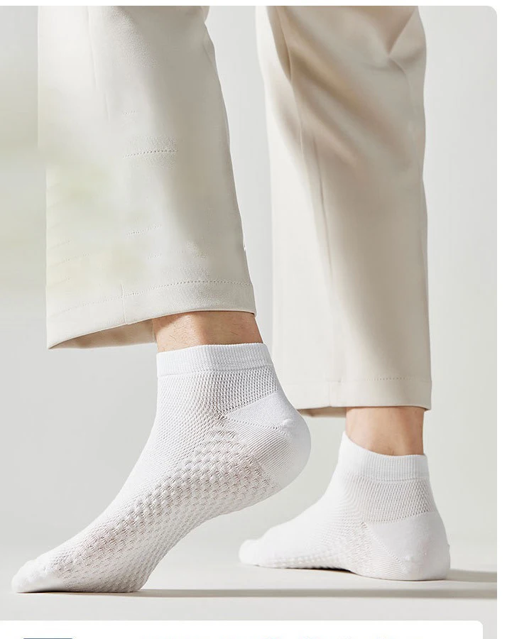 4 Pairs Men's Socks Classical Pure Cotton Antibacterial Deodorant Mesh Sweat Absorption Foot Massage Short Socks Sports Bussiess
