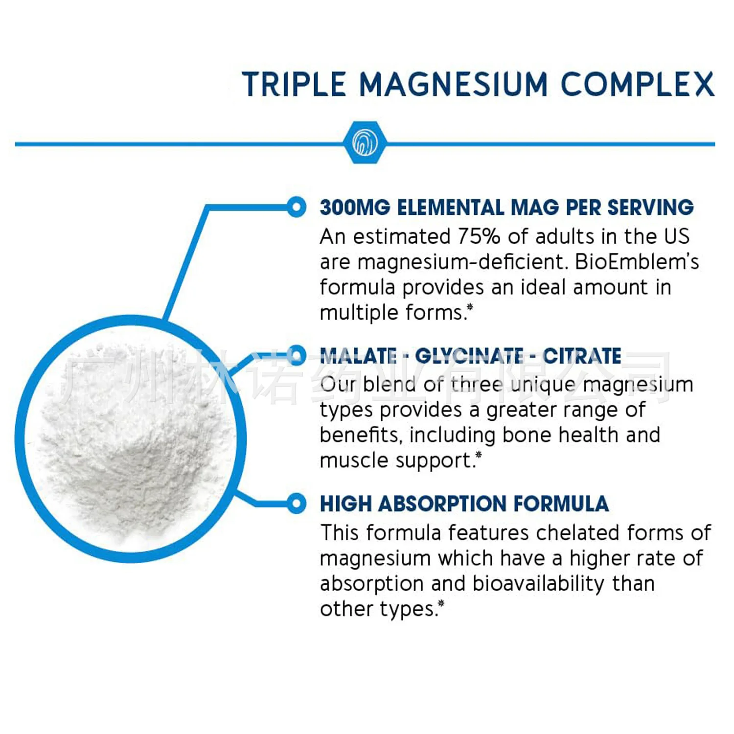 Magnesium Complex 300mg ,MALATE+GLYCINATE+CITRATE , 90 capsules