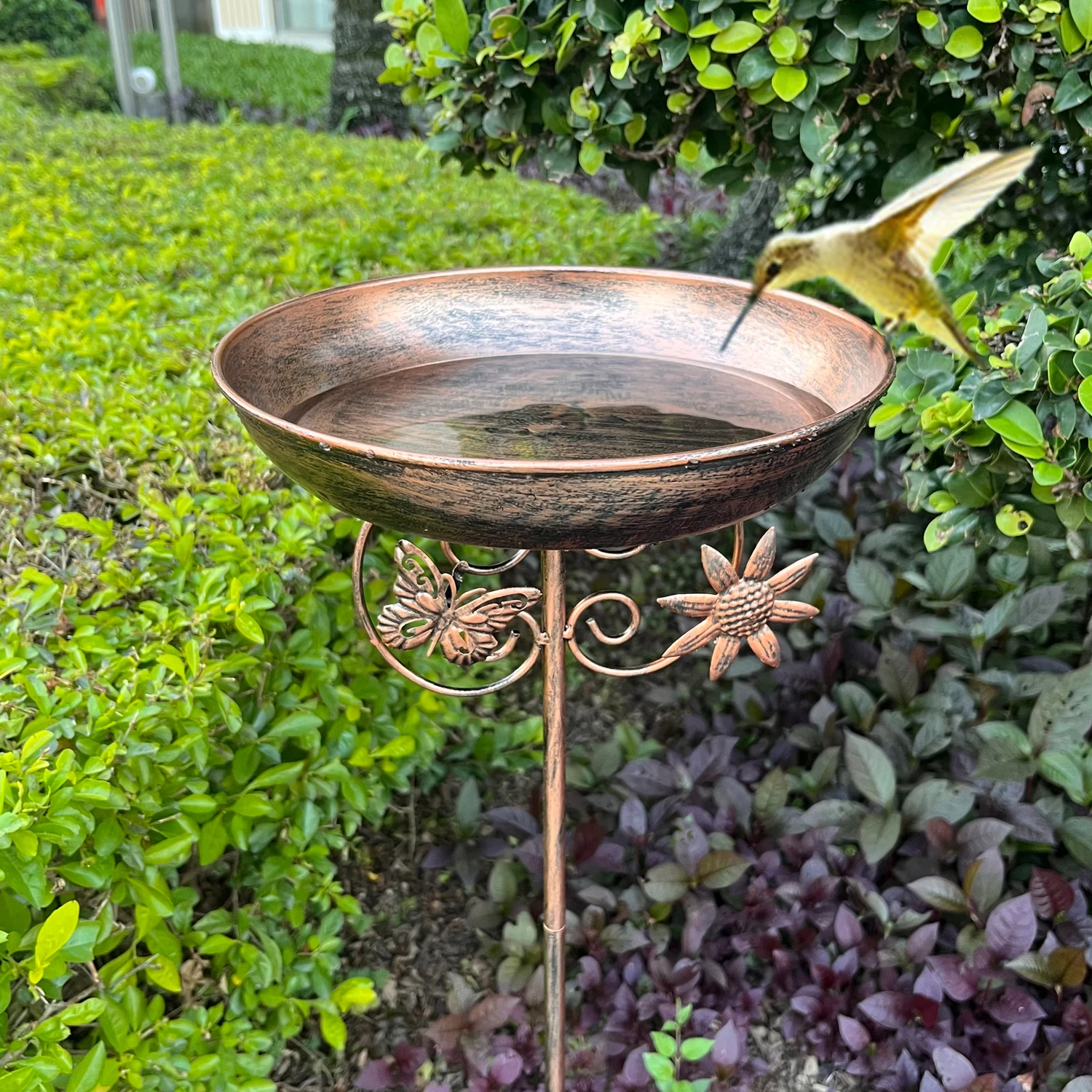 Copper Wrought Iron Bird Bath & Feeder 6