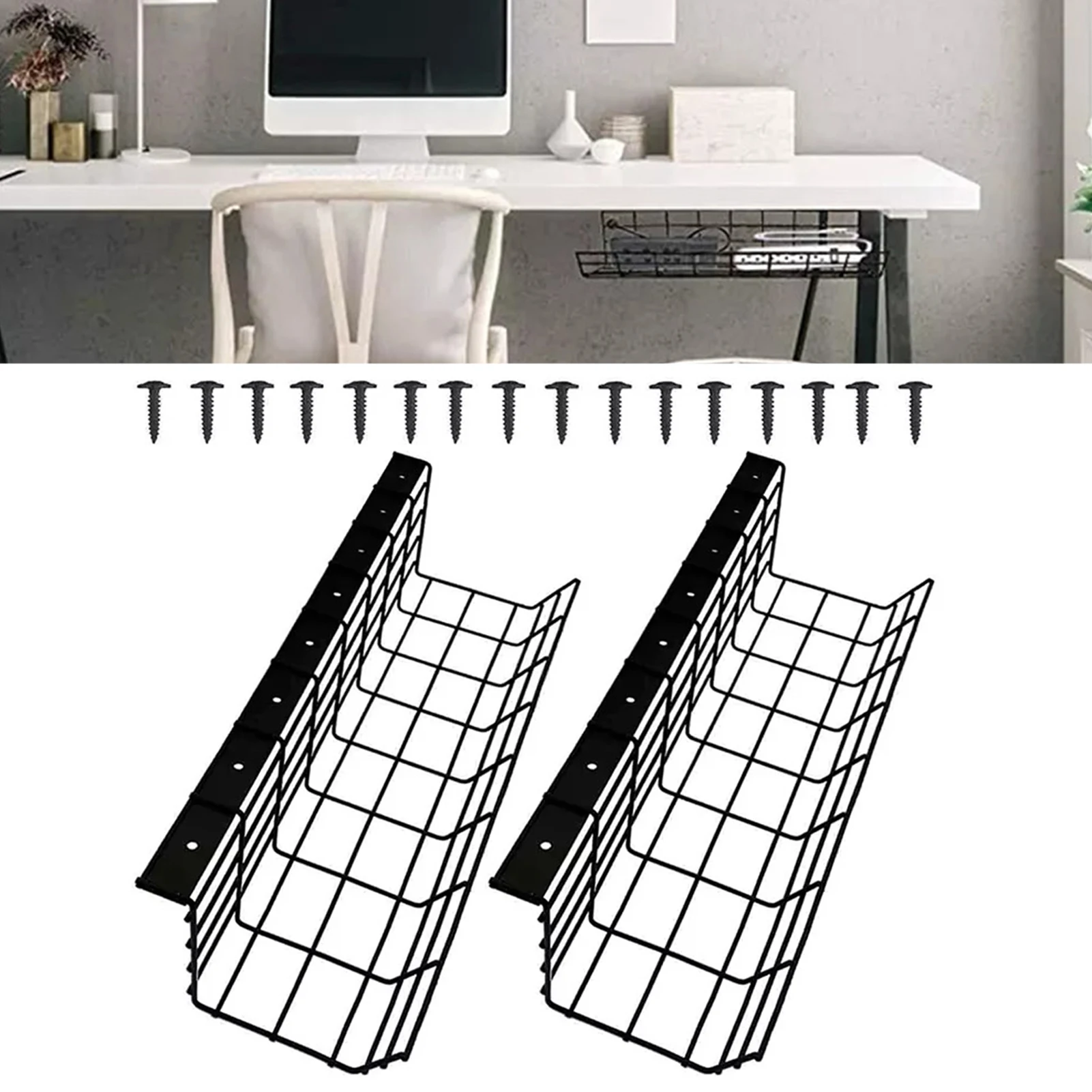 Bandeja Organizador De Cables Bajo Escritorio - Pack De 2