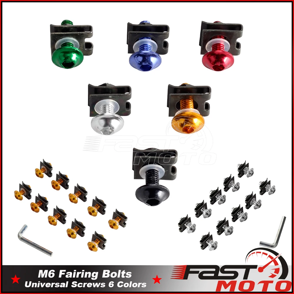 

BodyWork Screw Motorcycles M6 Fairing Bolts Fastener Spire Speed Clips Screw Universal Fastener Clips Screw Spring Bolts Nuts