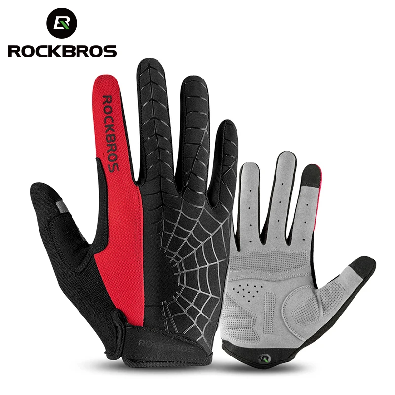 Rockbros Full Finger Bicycle Gloves Breathable Shockproof Screen Touch Bike Long Gloves Spring