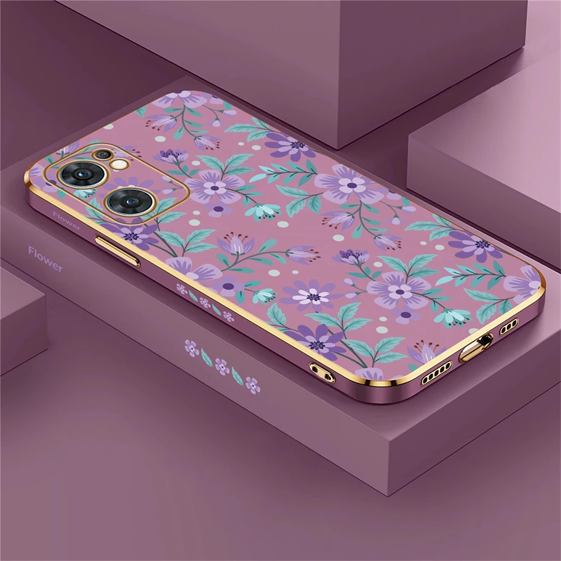 Elegant Shockproof Silicone Flower Case - Premium Protective Plating Design