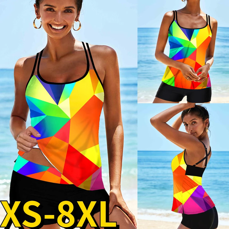 

Summer Women Beach Wear Bikini Loose Size Monokini Retro Swimwear Swimsuit Bikini Set Bathing Suit New Design Printing Tankini