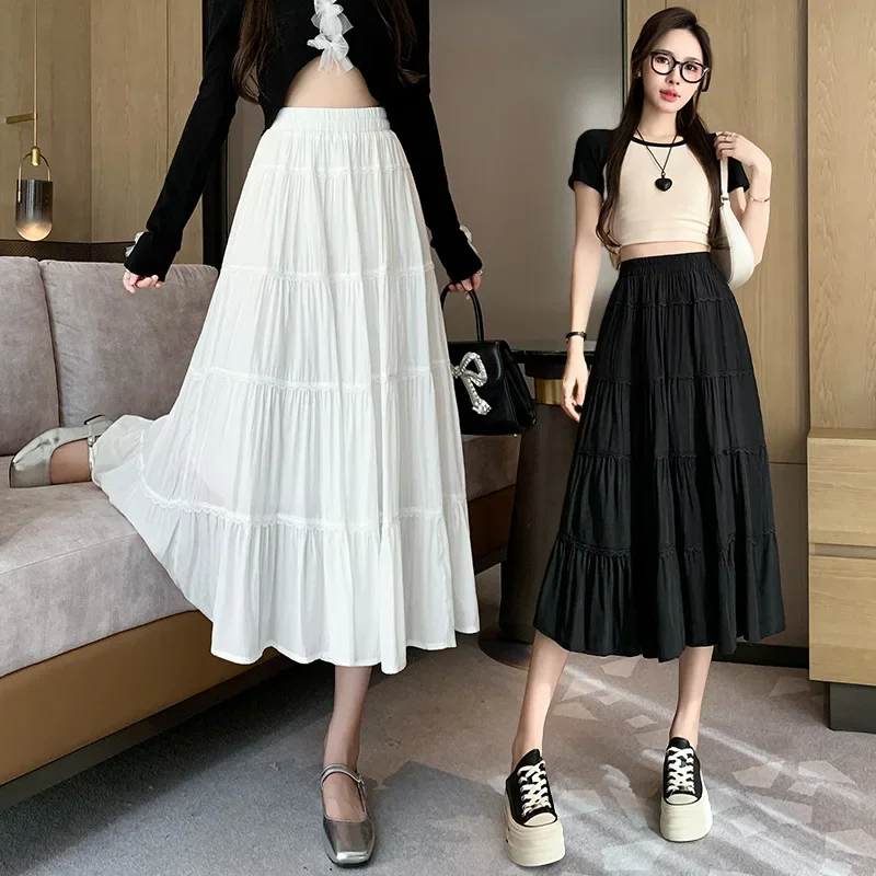 

Mesh Cake Half Skirt Women High Waisted A-line Mid Length Umbrella Skirt Large Swing Skirt