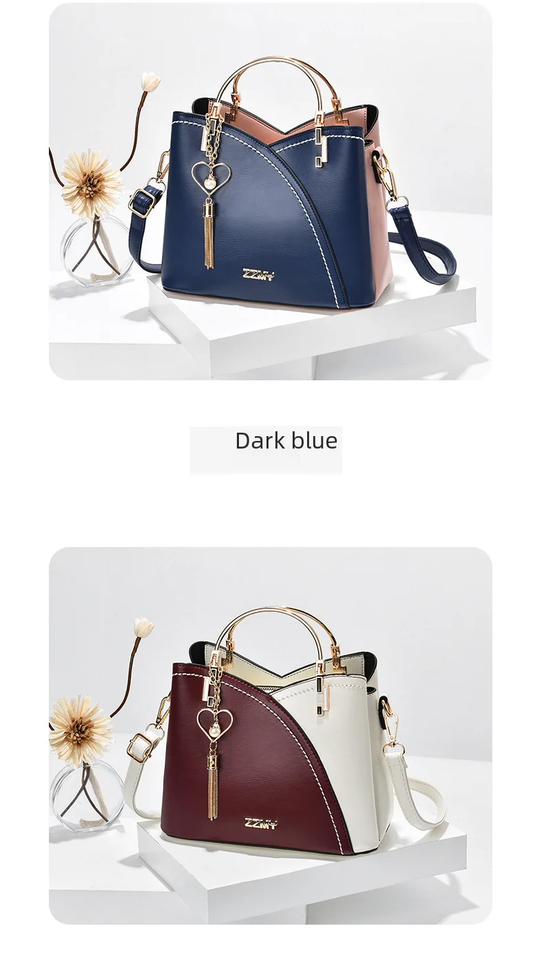 Trendy High-end Feel Women's Shoulder Bag 2021 New Color Blocking Large Capacity Fashionable Single Shoulder
