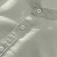 Men's Shirts Summer Baggy Cotton Linen Solid Short Sleeve Shirts For Men Retro Loose Button Up Shirt Blouse Men Chemise Homme - Image 4