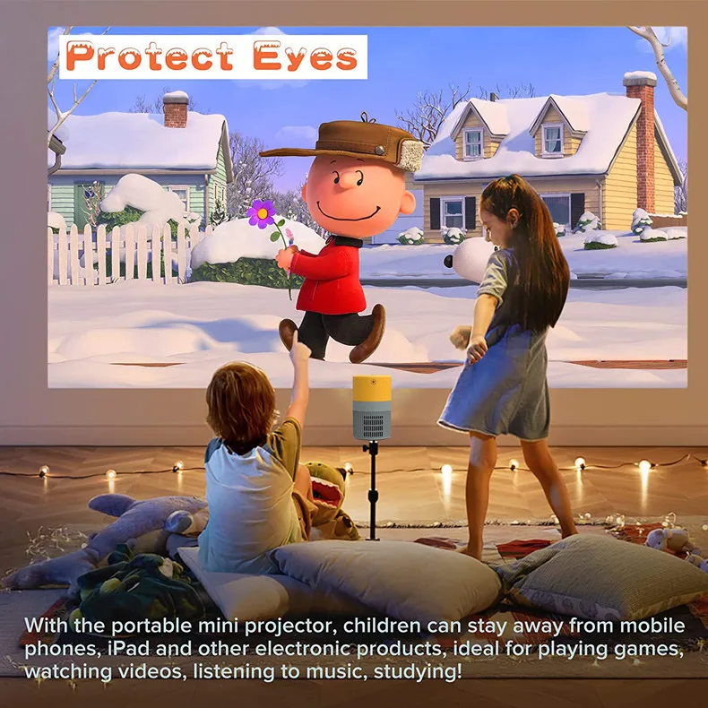 Salange P400 Mini Projector LED Portable Video Proyector 480*360P Compatible with HDMI TV Stick Home Media Player for Children