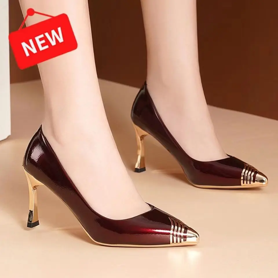 

New in Red Special Head Spiral Pattern Fashion Women's Shoes Pointed Fine Heel Wedding High Heels Banquet Nightclub with Shoes