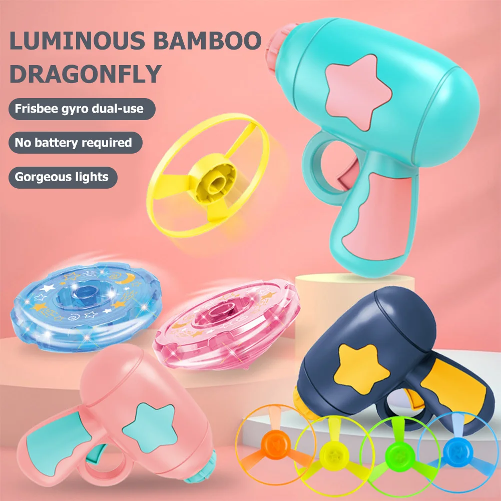 Outdoor Games Rotating Gyro Flying Saucer Gun Luminous Flashing