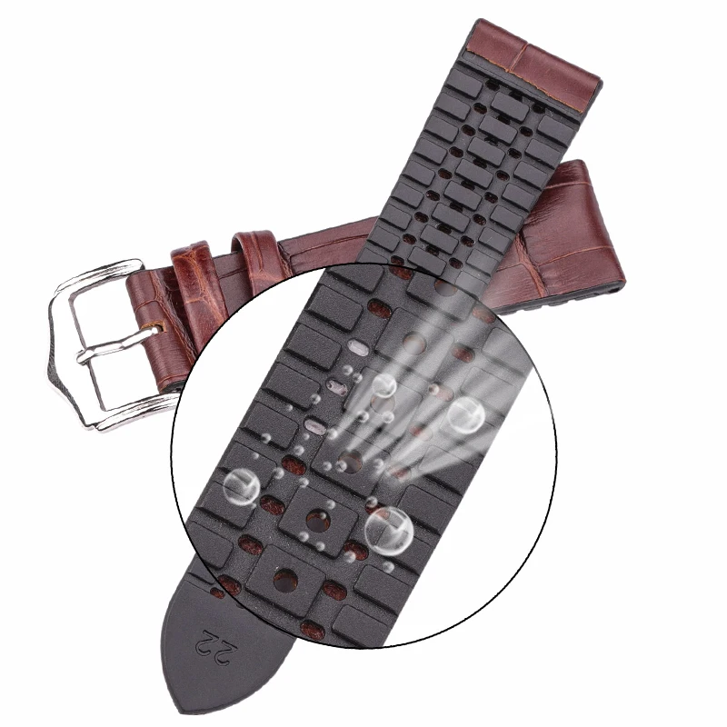 Premium Genuine Leather Waterproof Watch Band - Breathable Strap in 10 Vibrant Colors
