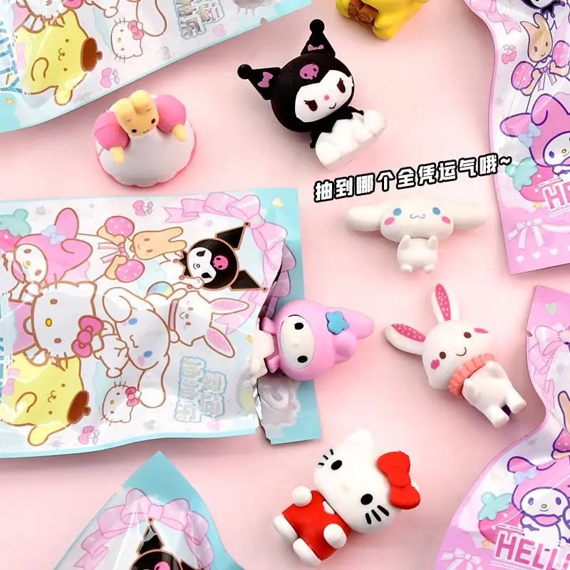 Sanrio Blind Box Doll Eraser Cartoon Cute Hello Kitty My Melody Kuromi  Eraser Mystery Box Student