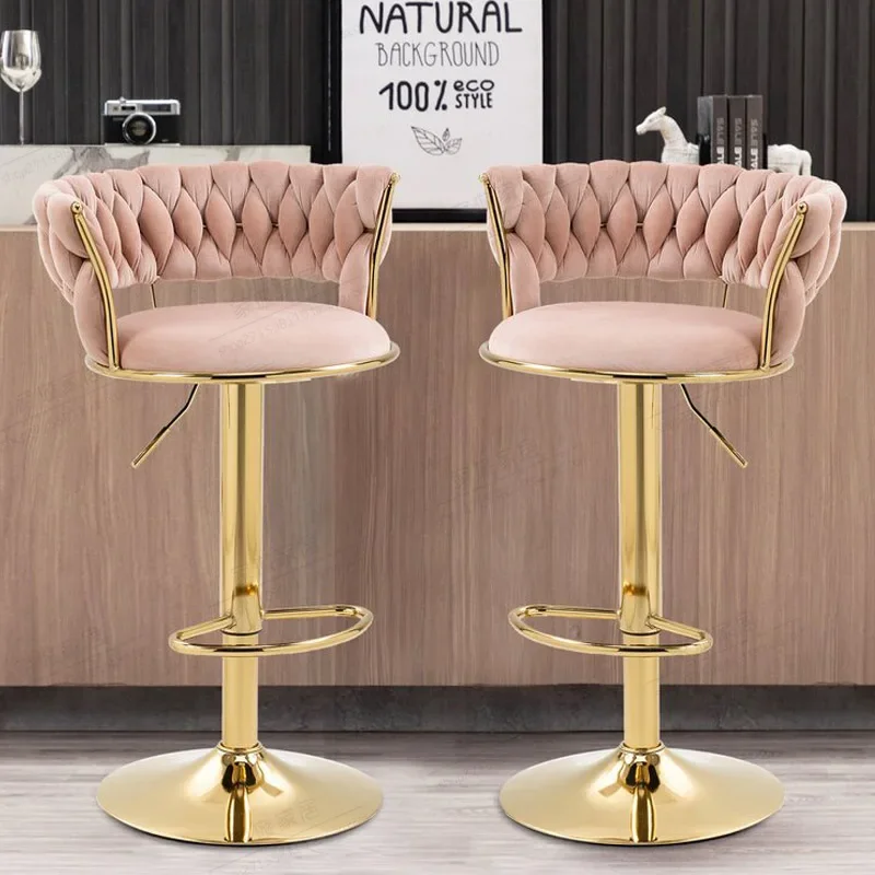 Luxury Nordic Chair Makeup Gold Metal Legs Bar Stools Taburete Alto Home Furniture