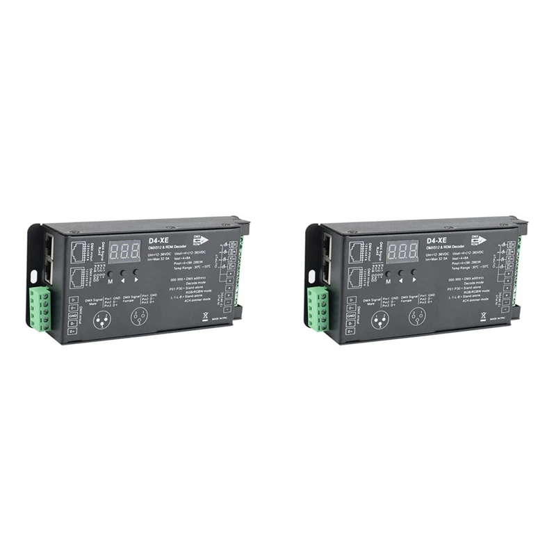 

2X 4CH D4-XE контроллер DMX декодера PWM мерцание свободное затемнение 12в-36в цифровой дисплей 2000 Гц 500 Гц для RGB светодиодный Lights