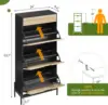 GAOMON Rattan Shoe Storage Cabinet with 3 Flip Door and 1 Drawer, Freestanding Shoe Organizer Rack for Entryway, Hidden Shoe 2