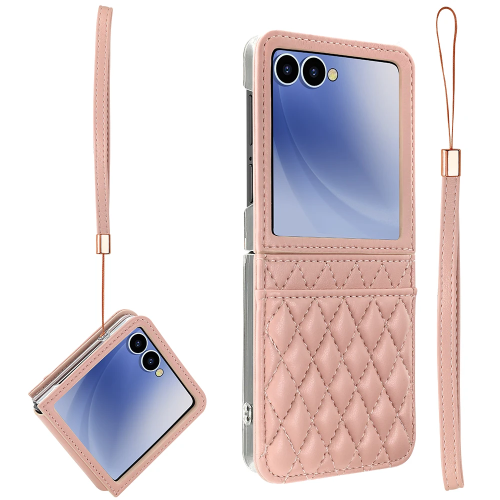 Stylish Phone Case with Card Slot, Telescopic Hinge Protection & Wrist Strap
