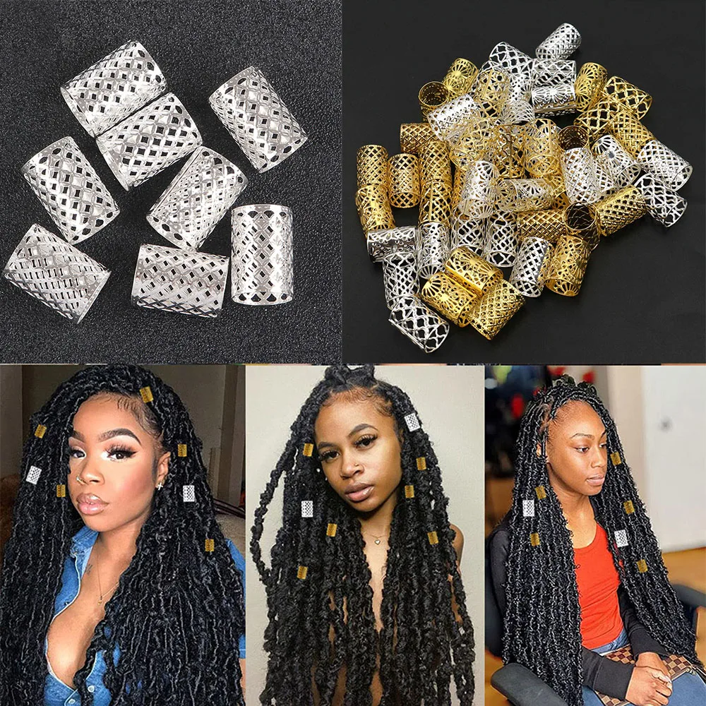 60-120pcs Dreadlocks Beads Metal Golden And Silver Hair Rings