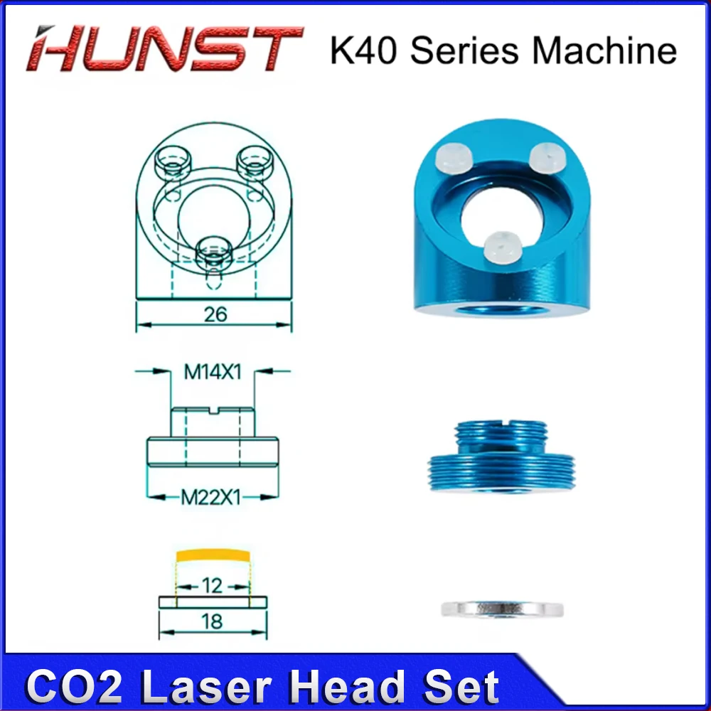 HUNST CO2 레이저 헤드 K40 시리즈 레이저 조각 및 절단기용 렌즈 직경: 12/16/18mm FL38.1/25.4/50.8mm 미러 20mm