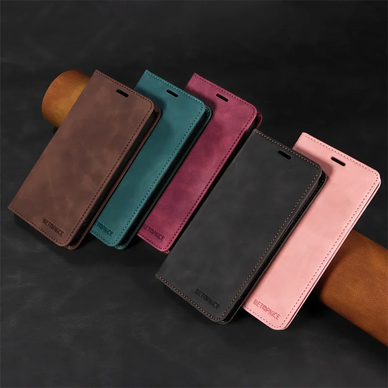 Magnetic Leather Wallet Flip Case with Stand - Premium Book Cover