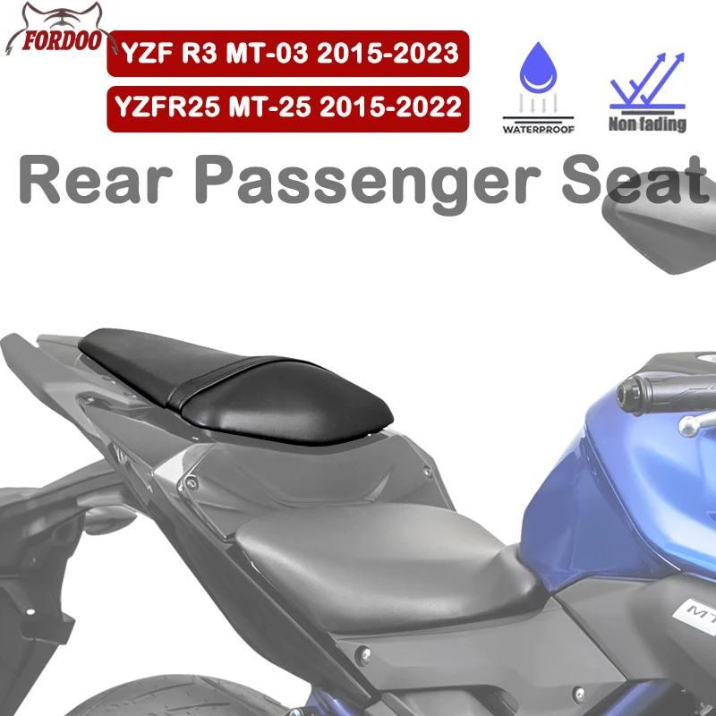 Yamaha MT-03 MT-25 YZF R3 R25 MT 03 25 yzf r3 r25 오토바이 뒷좌석 Pilion 조수석 새들 패드 쿠션, 블랙 