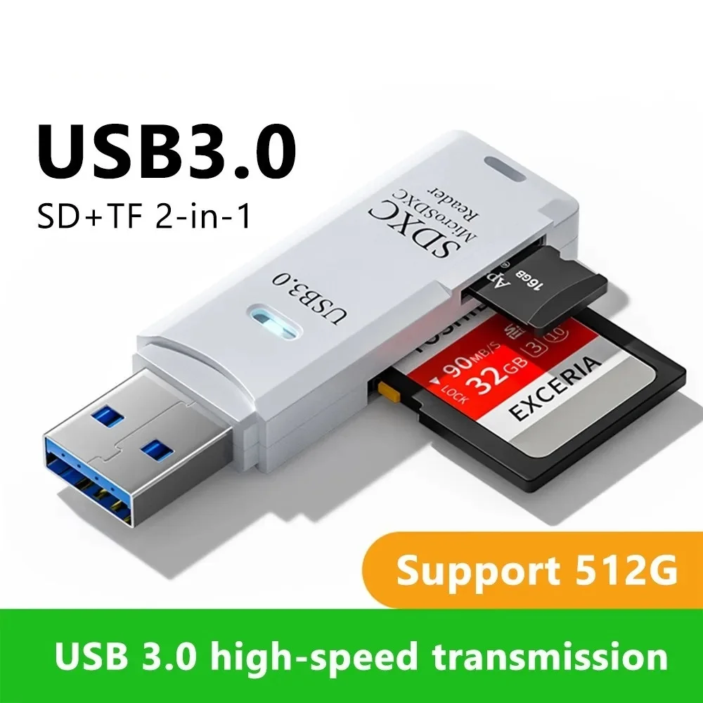 2-in-1 Multi Functional USB 3.0 Card Reader Micro SD TF Memory Card Reader Card reader Adapter For PC Laptops Accessories