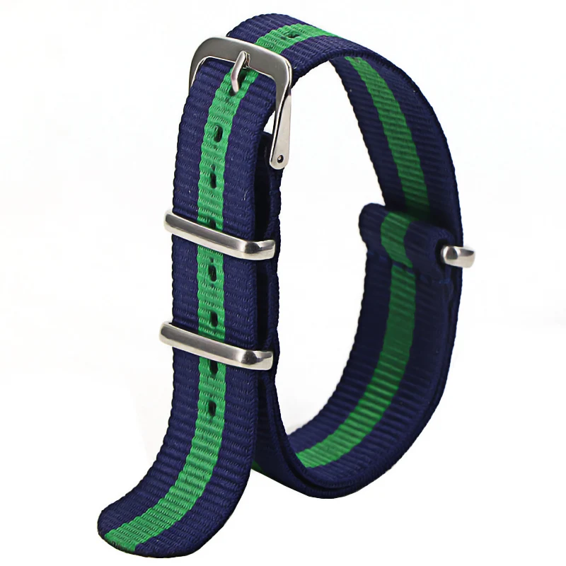 Nylon Army Sports Watch Strap – Black Adjustable Belt with Buckle