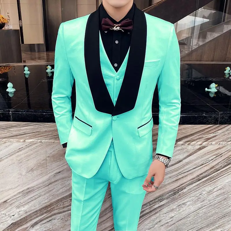 Colorful Men Suits Costume Groom Tuxedo For Wedding Prom 3 Piece Men Suits With Shawl Lapel Terno Masculino Slim