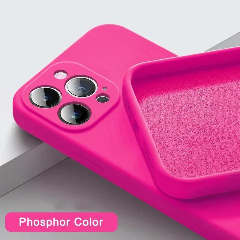 thumbnail image 1 of Nueva funda de teléfono para IPhone 15 14 13 11 12 Pro Max Mini X XS Max 15 Plus silicona Color sólido protección contra caídas y colisiones, 1 of 5