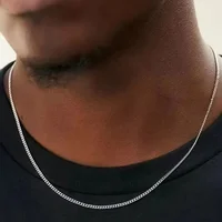 3mm Men's Cuban Chain Necklace Simple Stainless Steel Necklace Fashion Titanium Steel Jewelry Trend Accessories Party Gifts - Image 2