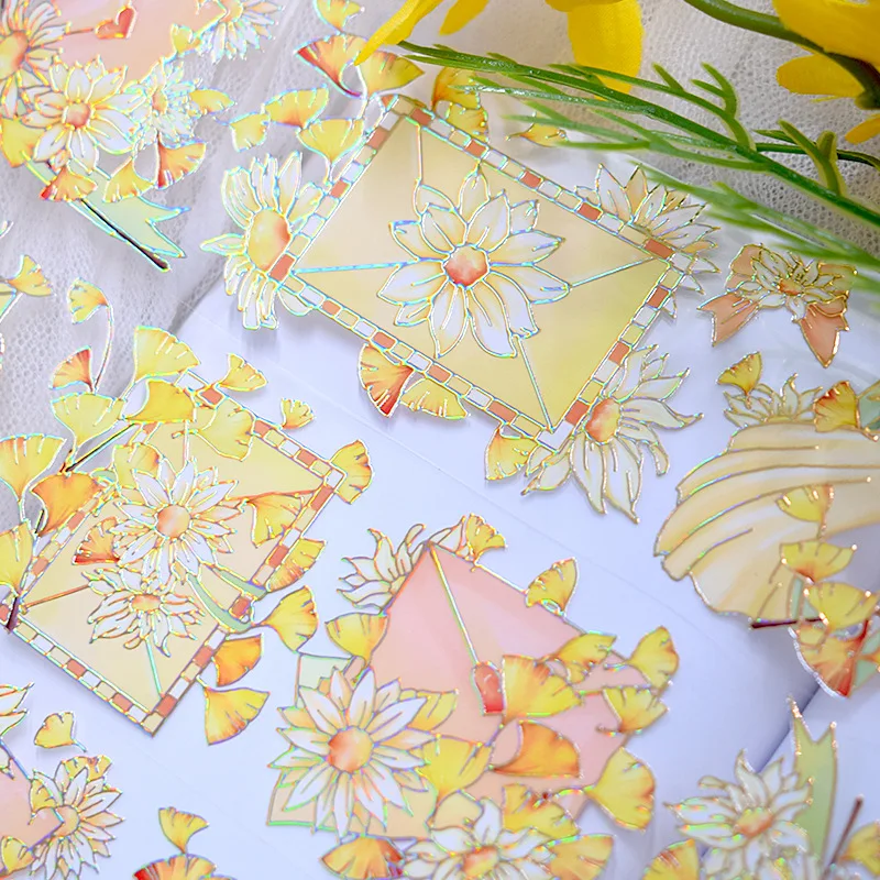 PET Tape Washi Masking Tapes Flowers Scenery Rose Journal Planner Japanese Decor Adhesive DIY Craft Stickers Diary Scrapbooking 5