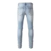 New Fashion Purple Jeans Man with Distressed Hole Patches Fashion Repair Low Rise Skinny Denim Pants 28-40 Size 4